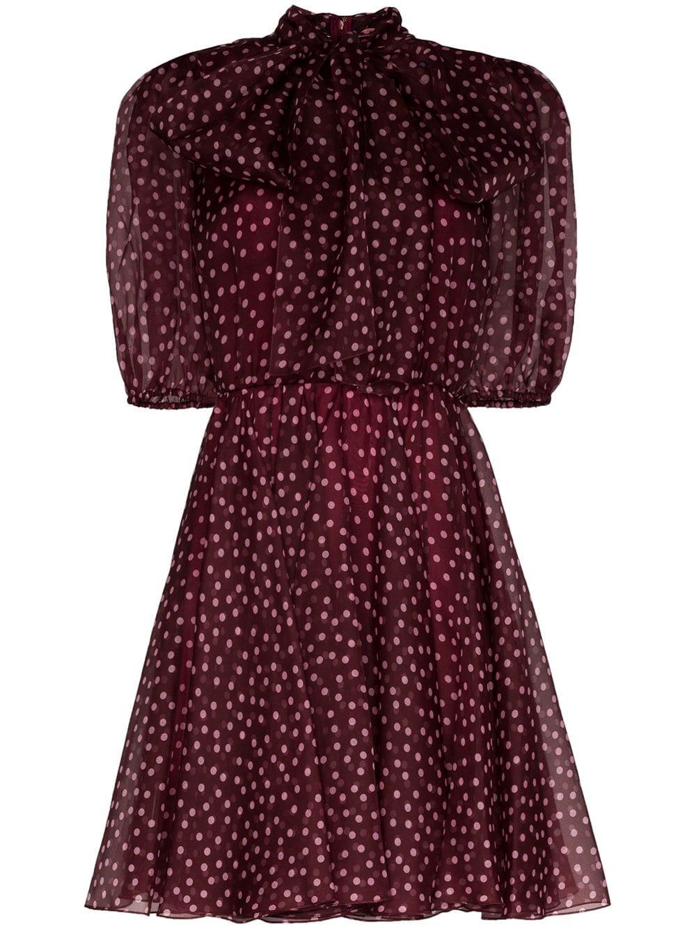 Dolce & Gabbana Polka-dot Organza Mini Dress in Red | Lyst