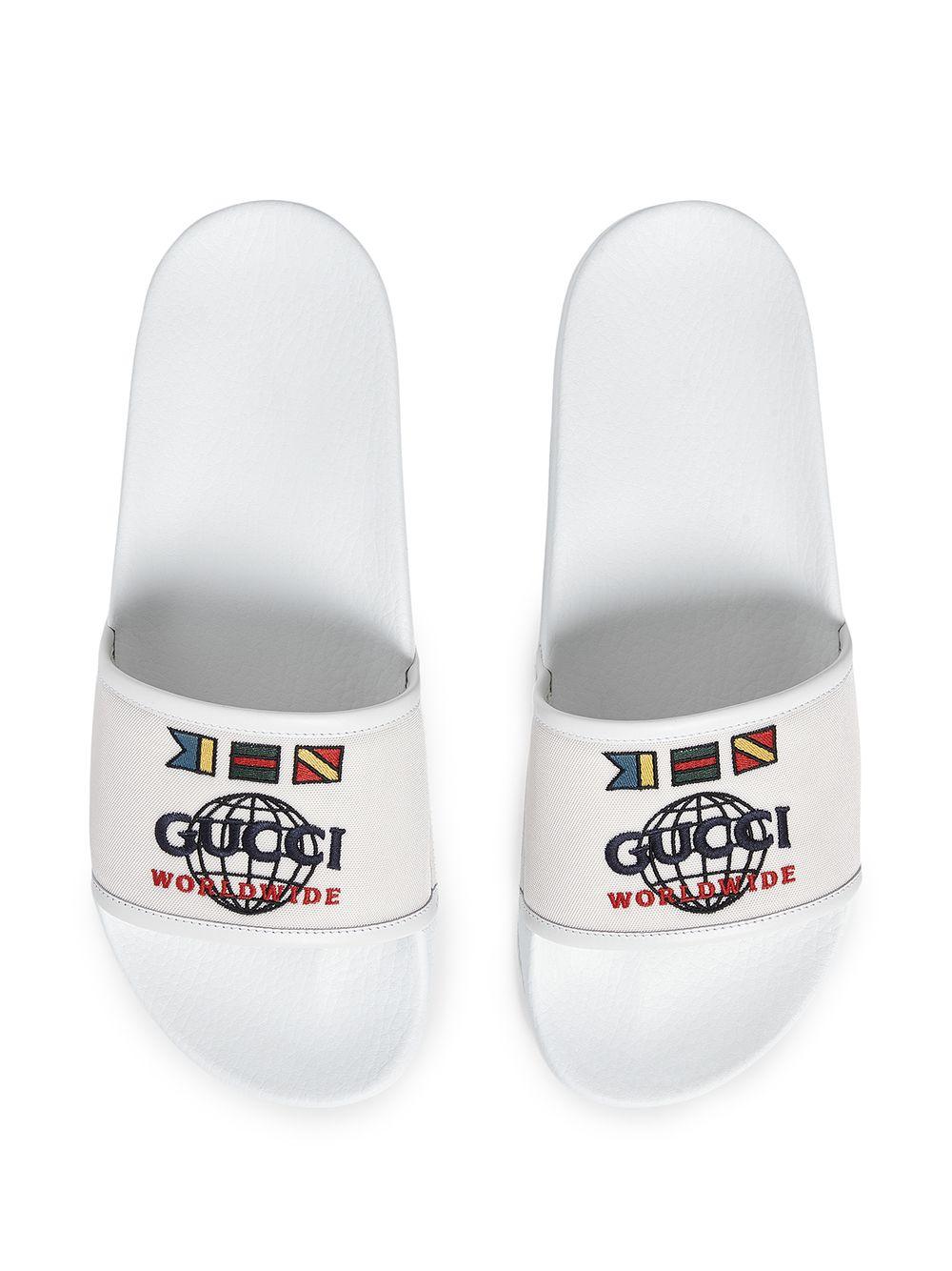 white gucci slides
