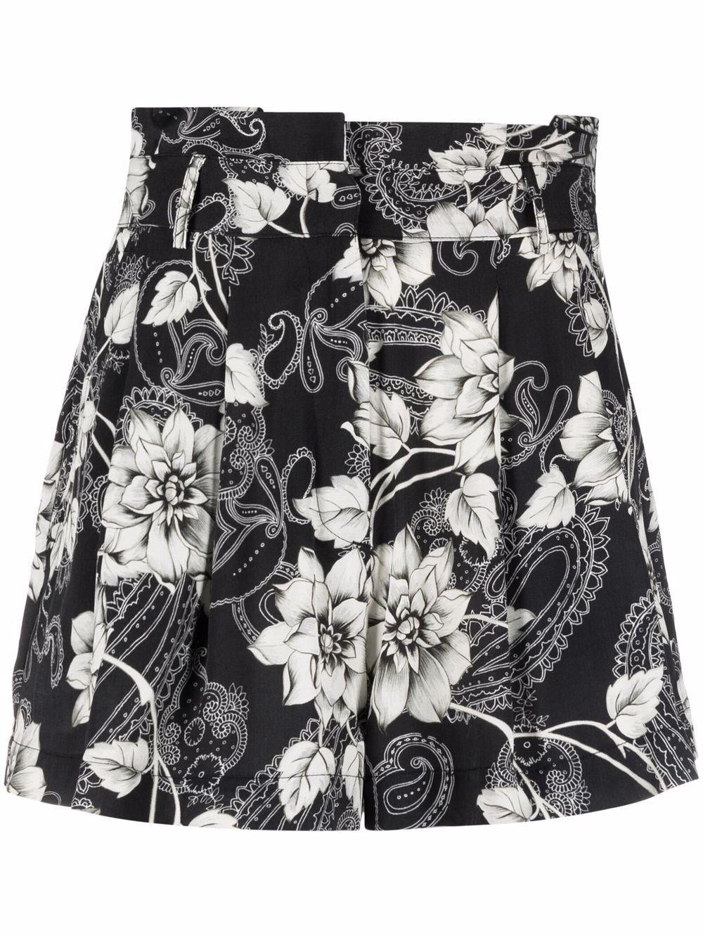 Pinko Floral-print Shorts in Black