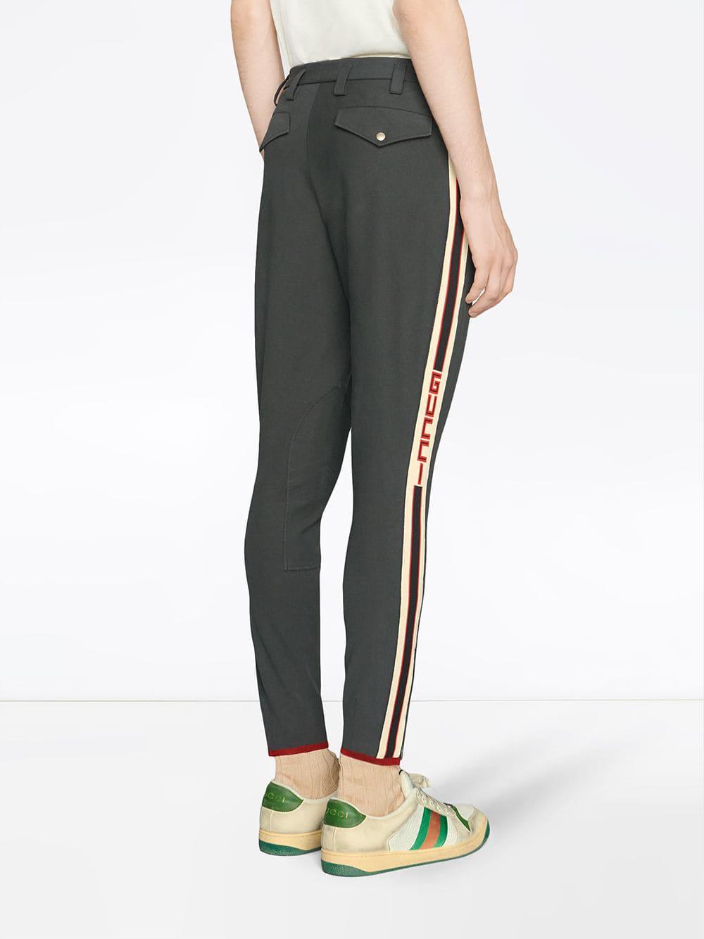 Gucci Gabardine Stretch Pant With Stripe in Grey (Grey) for Men - Lyst