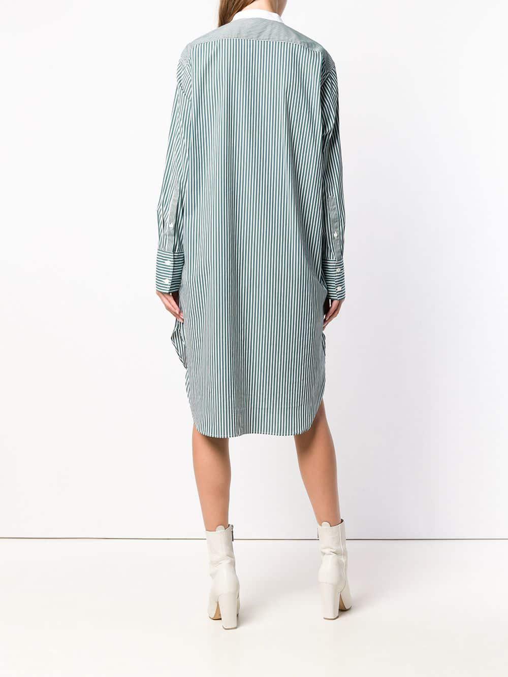 Closed Cotton Striped Shirt Dress in Green Lyst