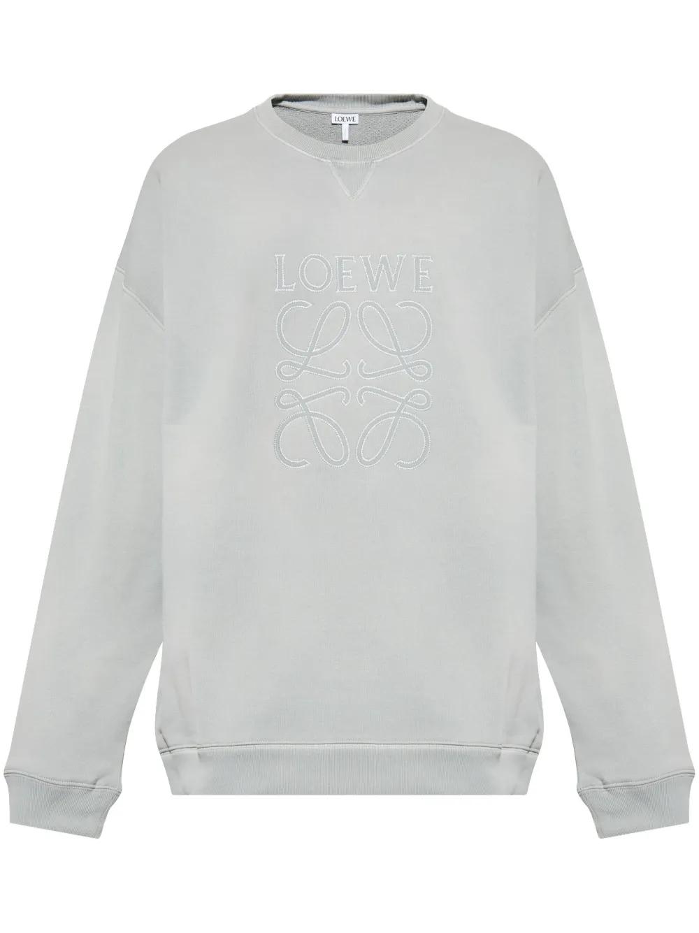 ロエベ　LOEWE Embroidered Sweatshirt Loewe // Grey & Black Embroidered Anagram Logo Sweater – VSP