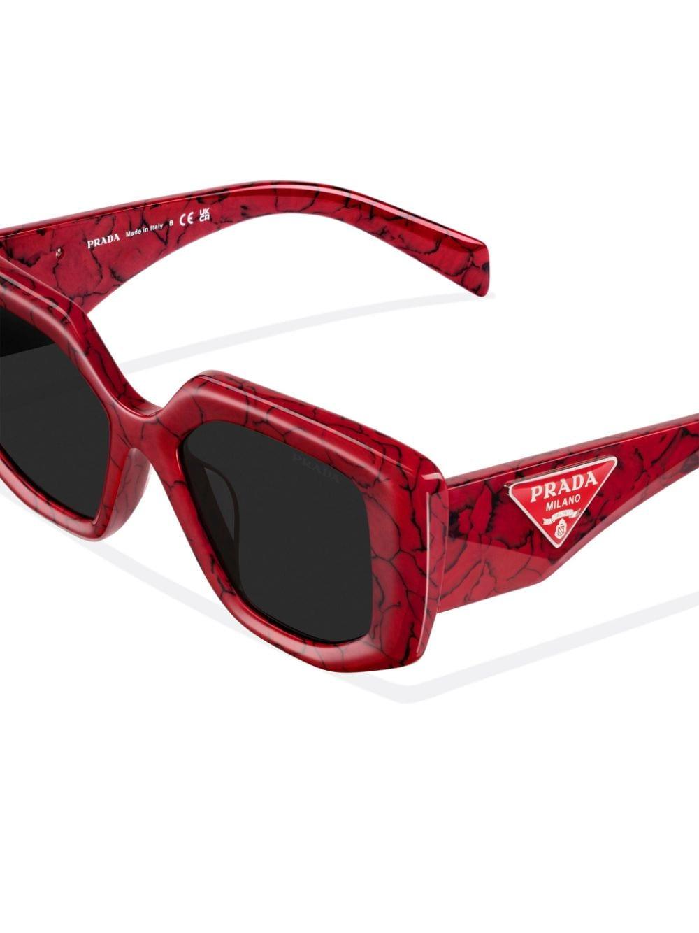 Prada Triangle-logo Oversized-frame Sunglasses in Red | Lyst