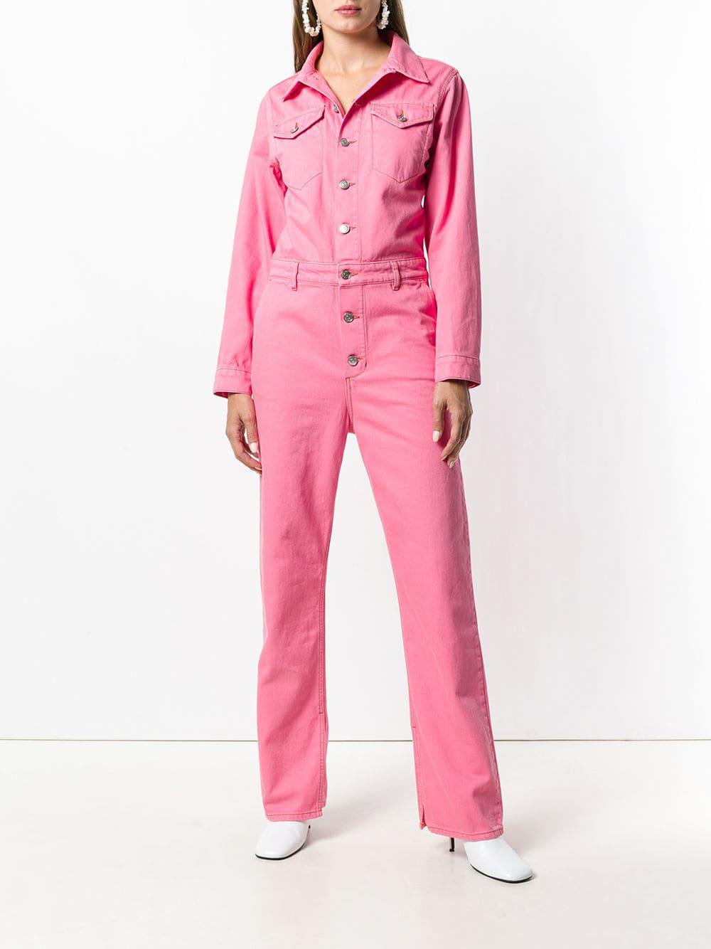 Ganni Cotton Denim Boiler Suit in Pink & Purple (Pink) - Lyst