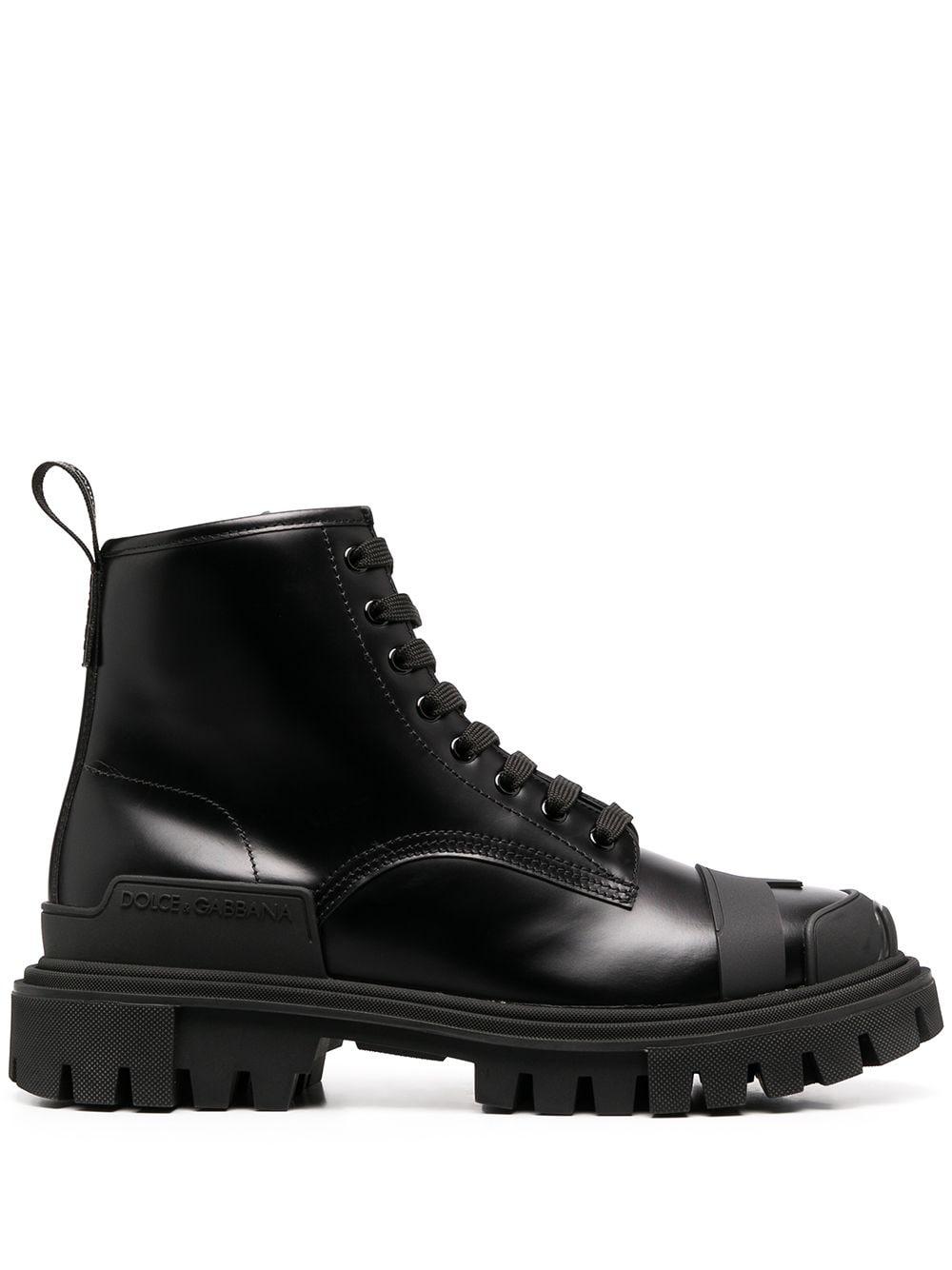 Dolce & Gabbana Leather Chunky Trekking Boots in Black for Men - Lyst