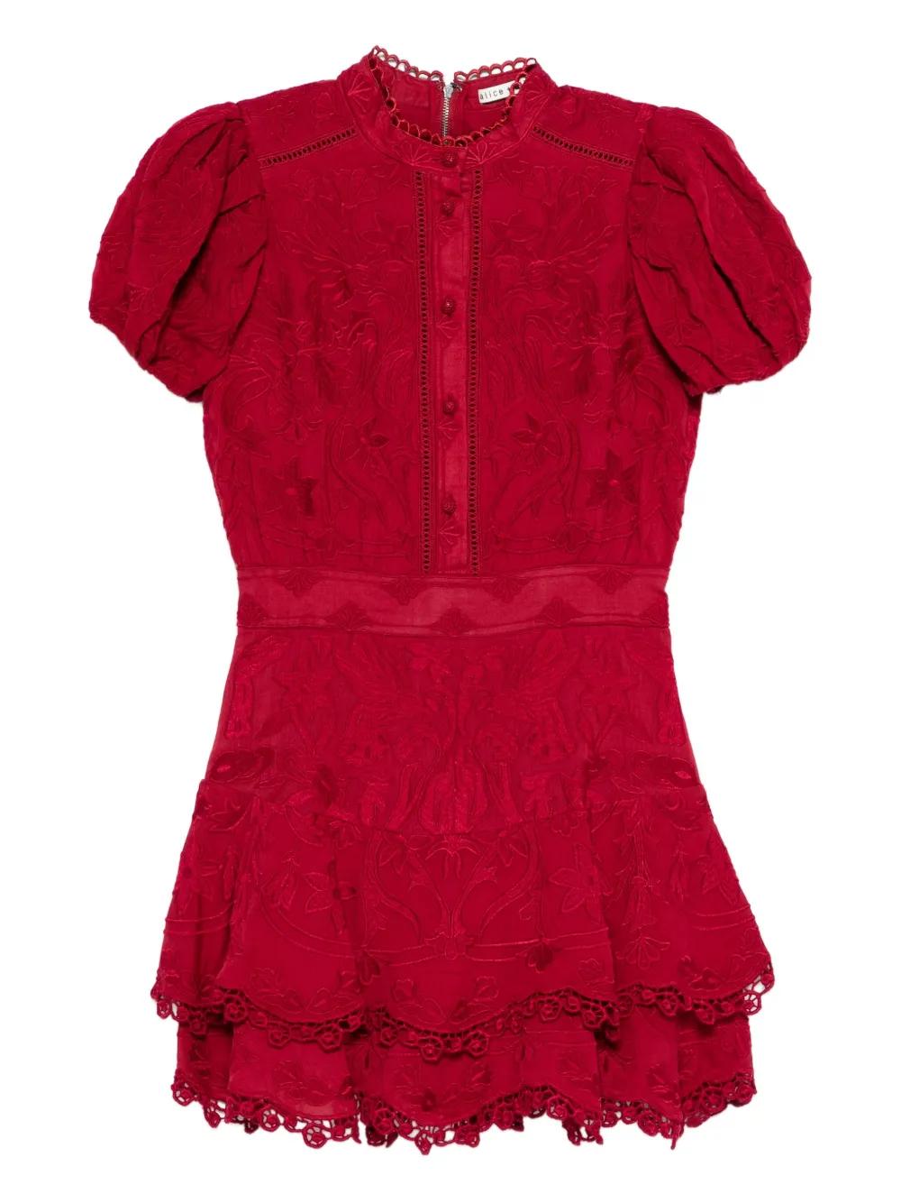 alice and olivia loryn embroidered mini shirt dress Alice + Olivia Loryn Embroidered Mini Shirt Dress