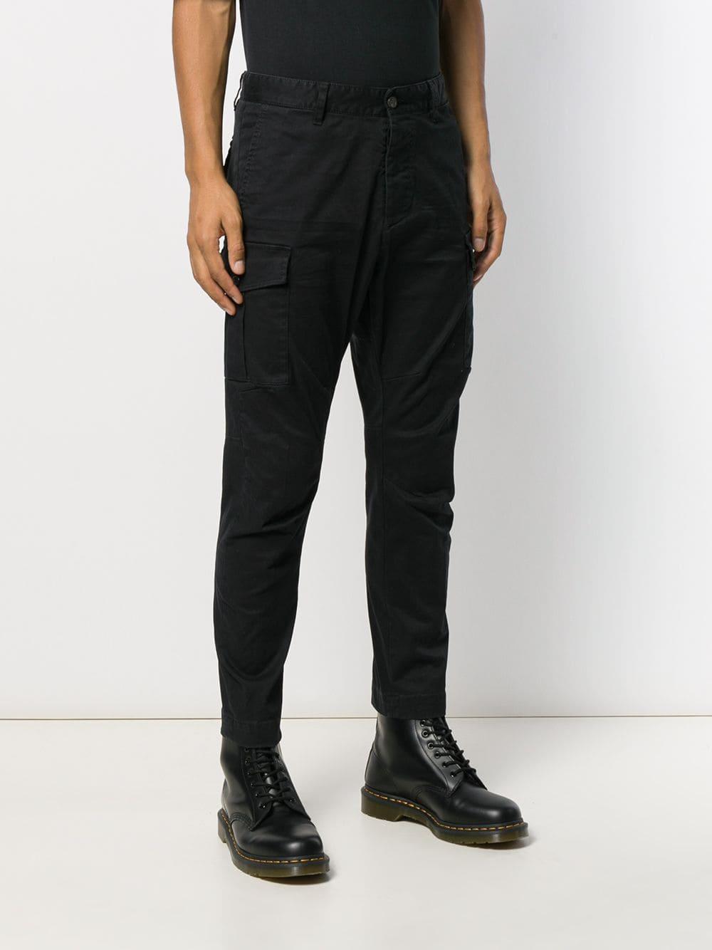 DSquared² Cotton Skinny Fit Cargo Pants in Black for Men - Lyst