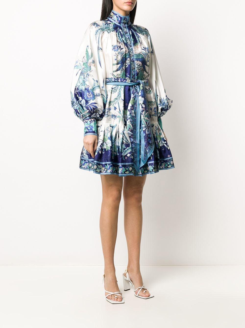 Zimmermann Glassy Phoenix Print Silk Dress in White | Lyst