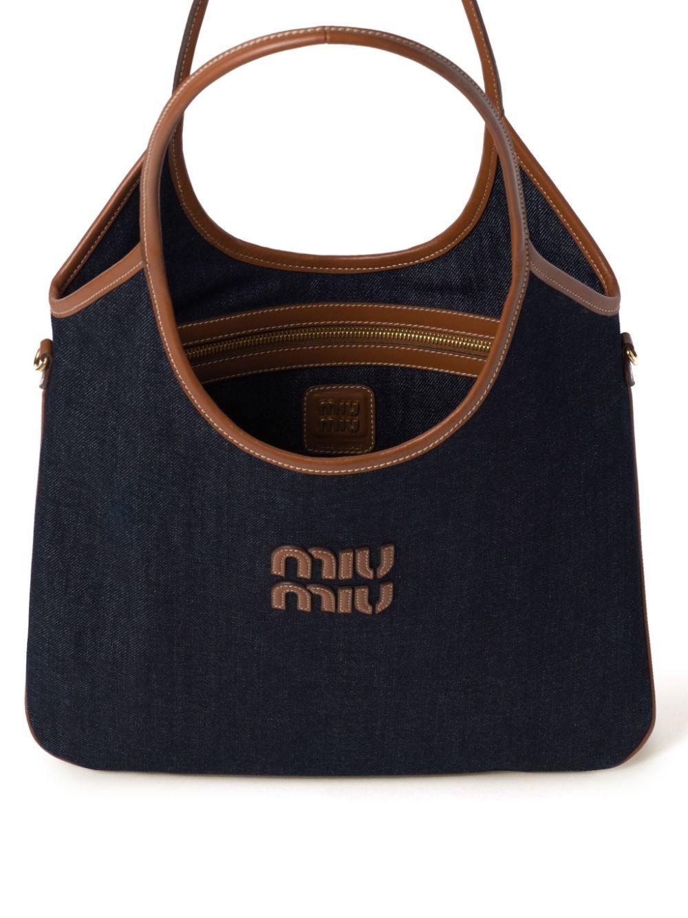 Miu Miu Ivy Denim Tote Bag in Blue | Lyst