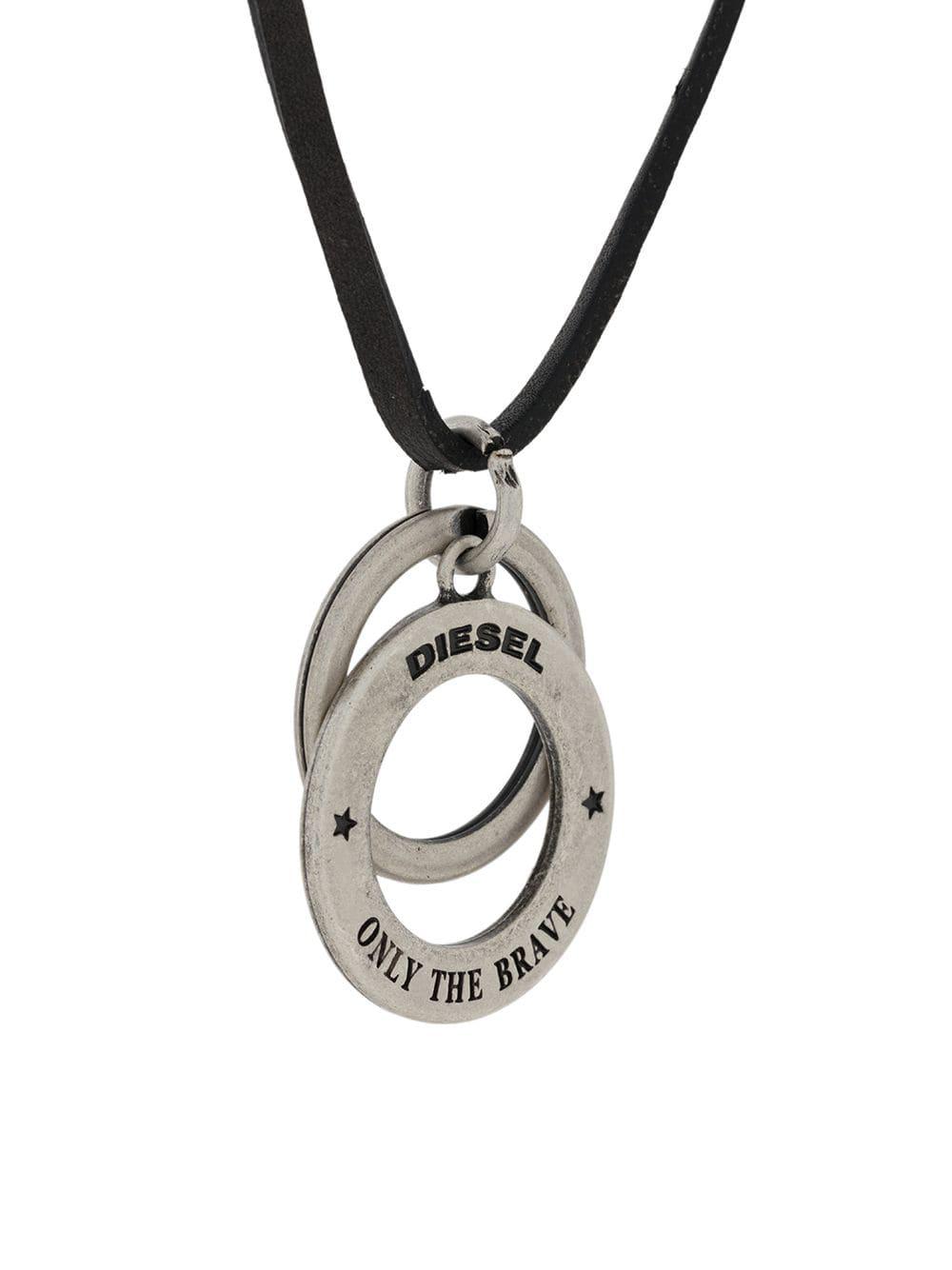 DIESEL Denim Logo Engraved Pendant Necklace in Black for Men Lyst