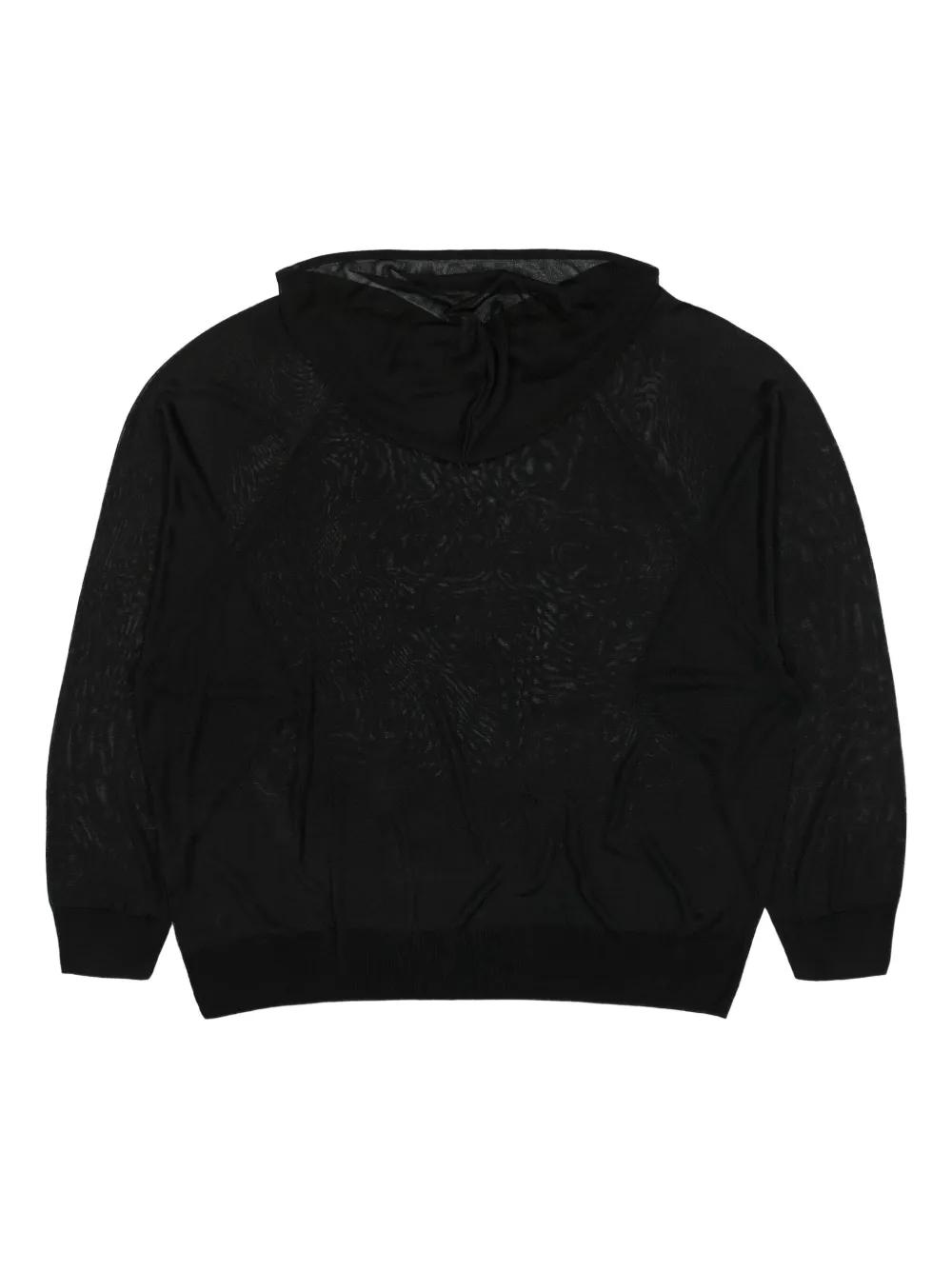 ★032c★ U SELFIE TRANSLUCENT HOODED KNIT BLACK SELFIE