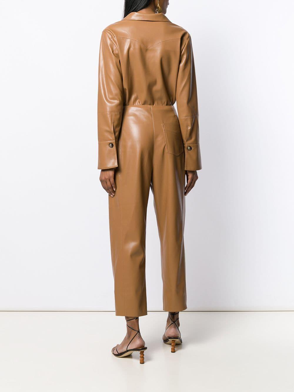 Nanushka Faux Leather Jumpsuit in Brown - Lyst