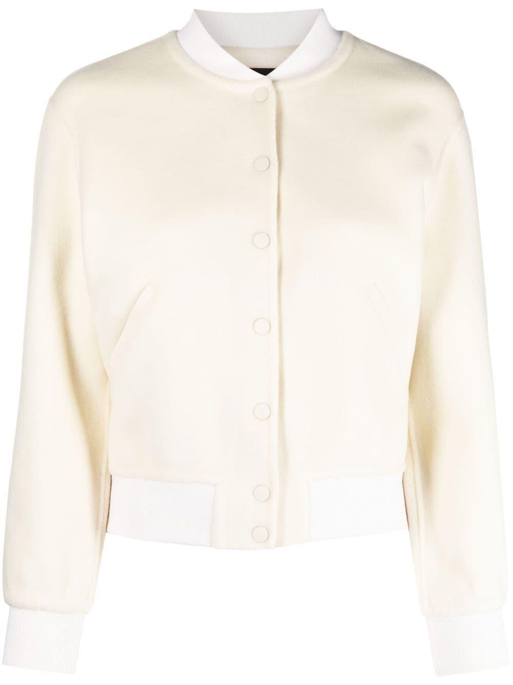 Theory Wool Cropped Bomber Jacket in White Lyst