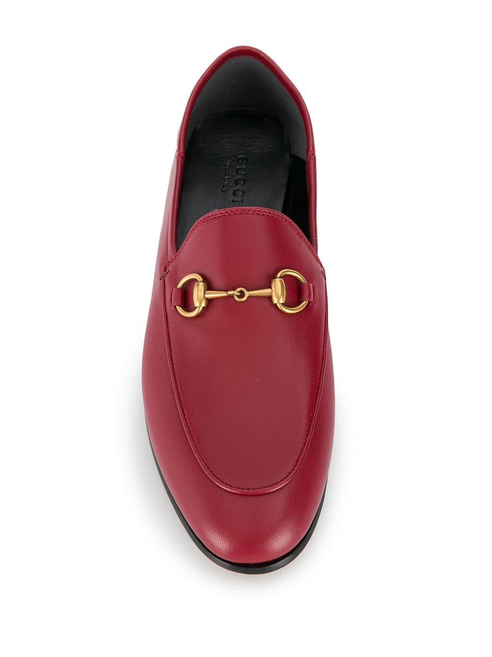 Gucci Leather Brixton Horsebit Loafers in Red - Lyst