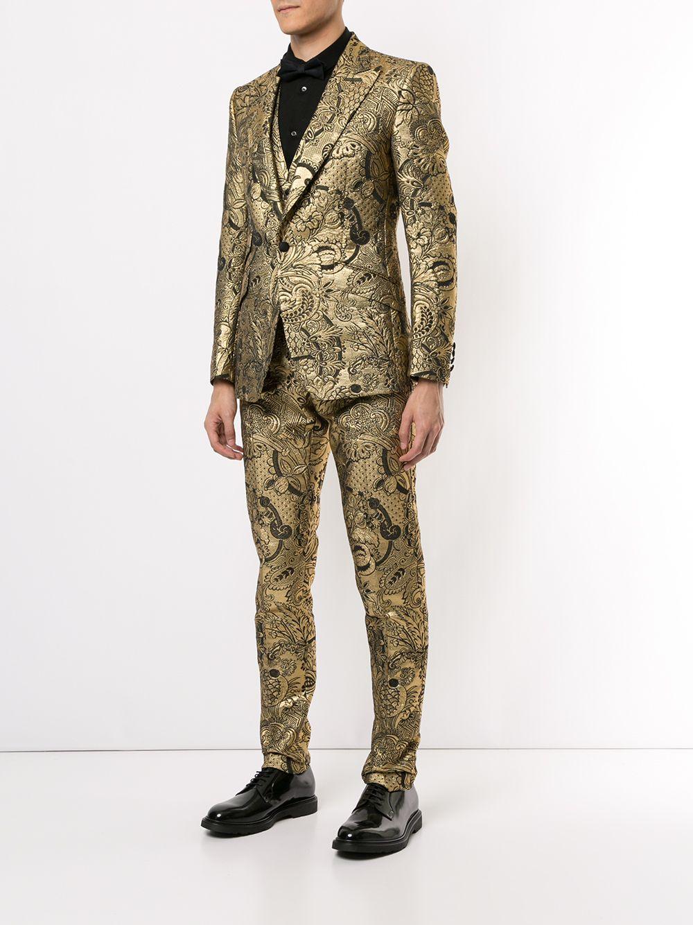 Dolce & Gabbana Floral Brocade Two-piece Suit in Metallic for Men | Lyst