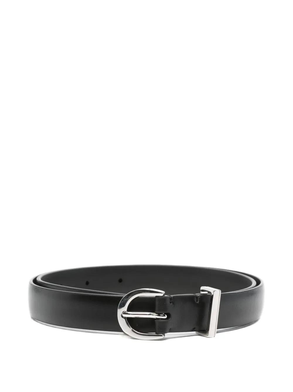 【KHAITE】ルッカベルト ブラックレザーとシルバーバックル KHAITE バックル レザーベルト | ブラック | FARFETCH JP