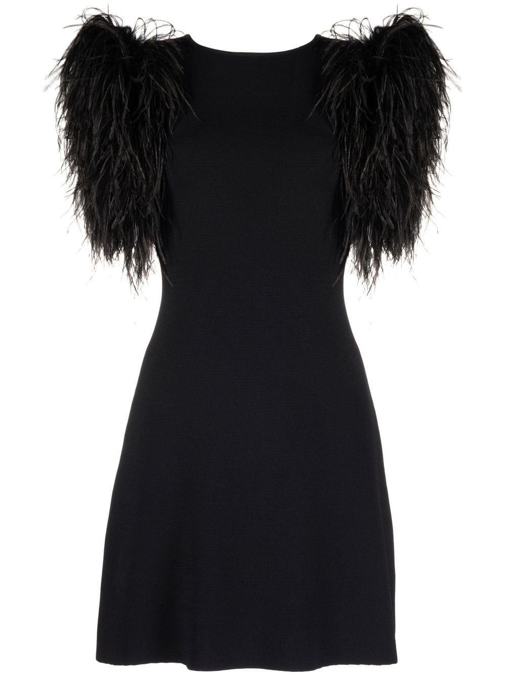 Rachel Gilbert Elcie Feather-trim Mini Dress in Black | Lyst