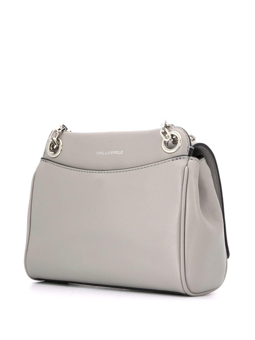 Karl Lagerfeld Leather K/signature Soft Small Shoulder Bag in Grey