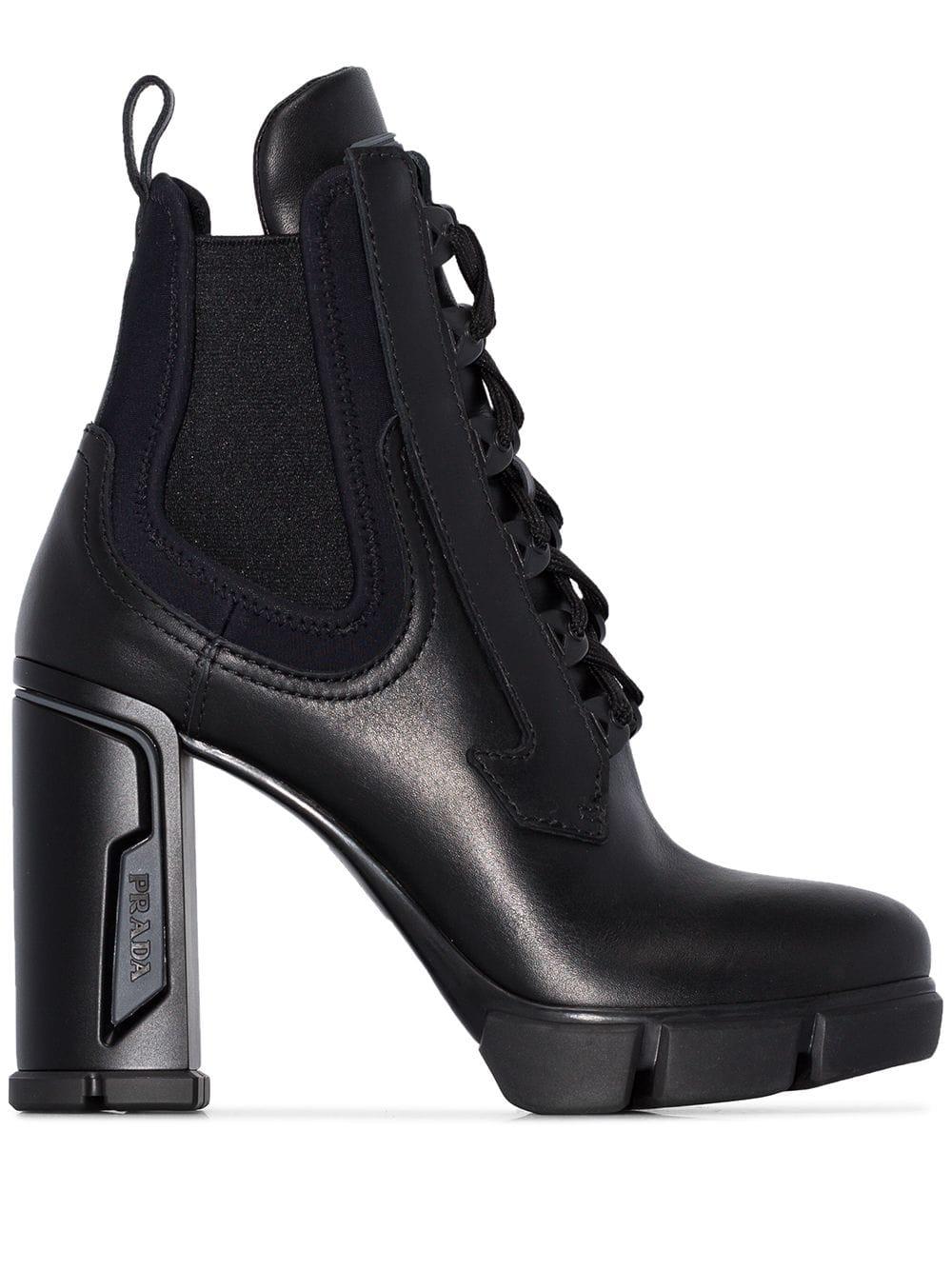 Prada Lace-up 110mm Military Ankle Boots in Black | Lyst