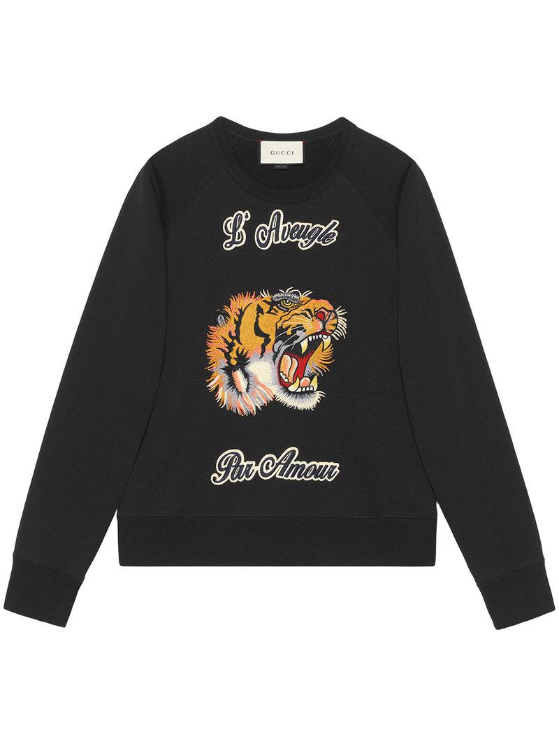 Sweatshirt en coton avec motif tigre Gucci pour homme en coloris Noir | Lyst