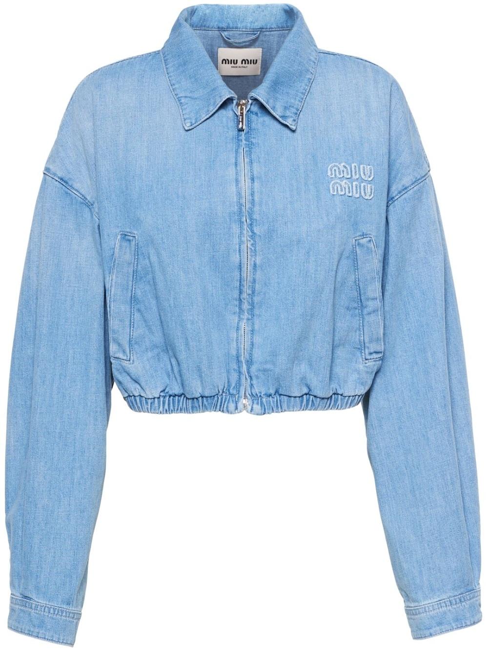 Miu Miu Zip-up Denim Jacket in Blue | Lyst