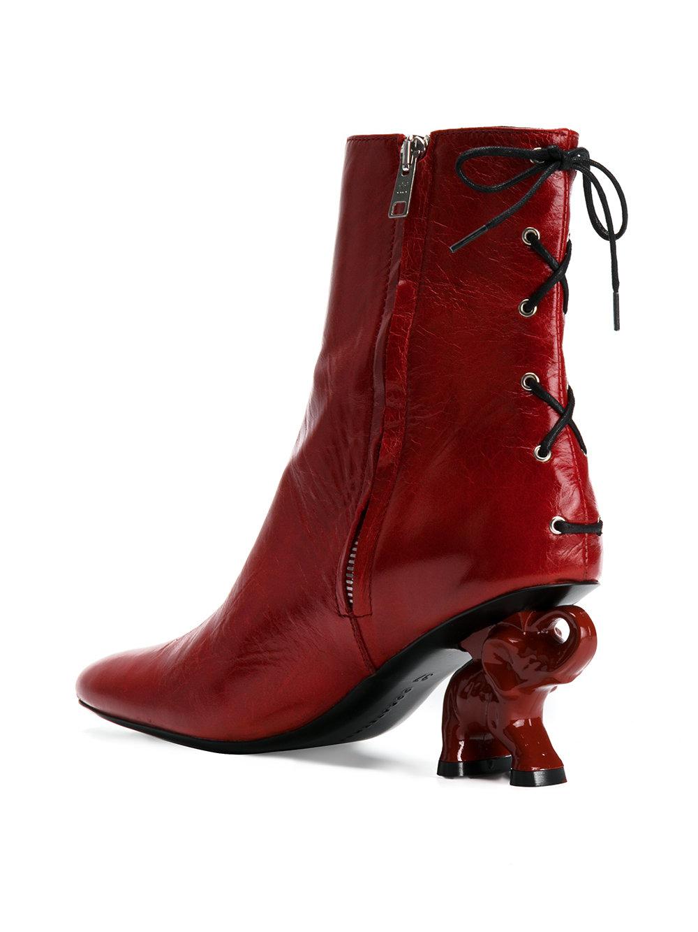 Dorateymur Elephant Heel Ankle Boots in Red Lyst