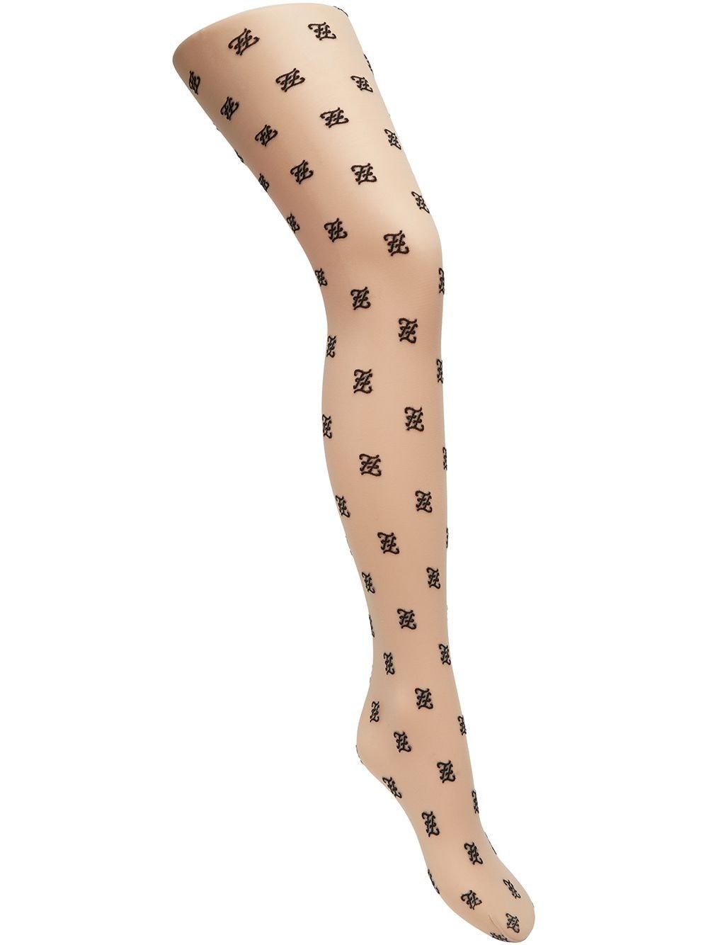 Fendi Karligraphy Motif Tights in Natural | Lyst