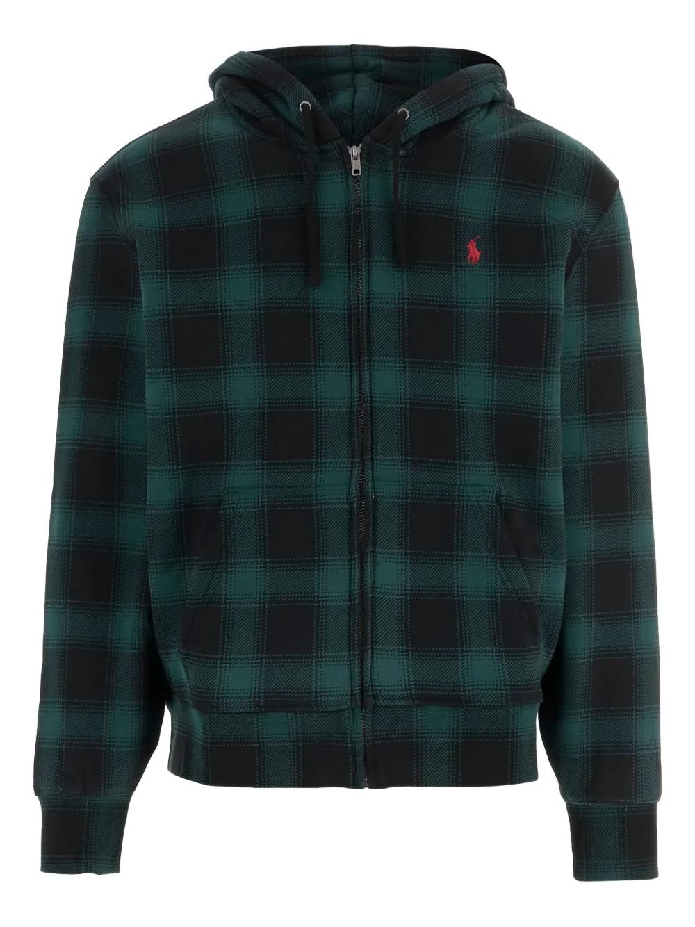 Polo Ralph Lauren Checked Zip-Up Hoodie in Green for Men | Lyst