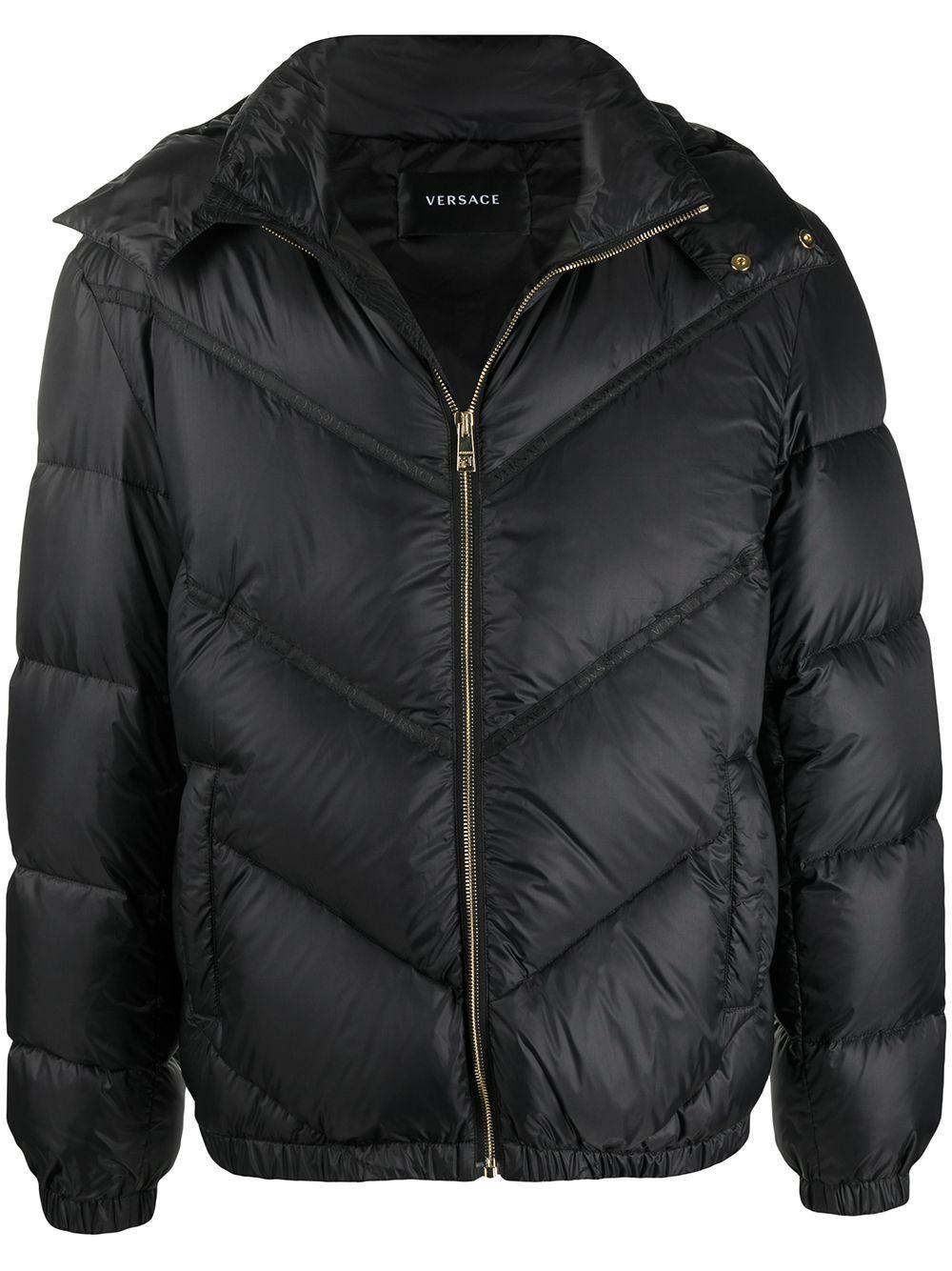 Versace Synthetic Hooded Puffer Jacket in Black for Men Lyst