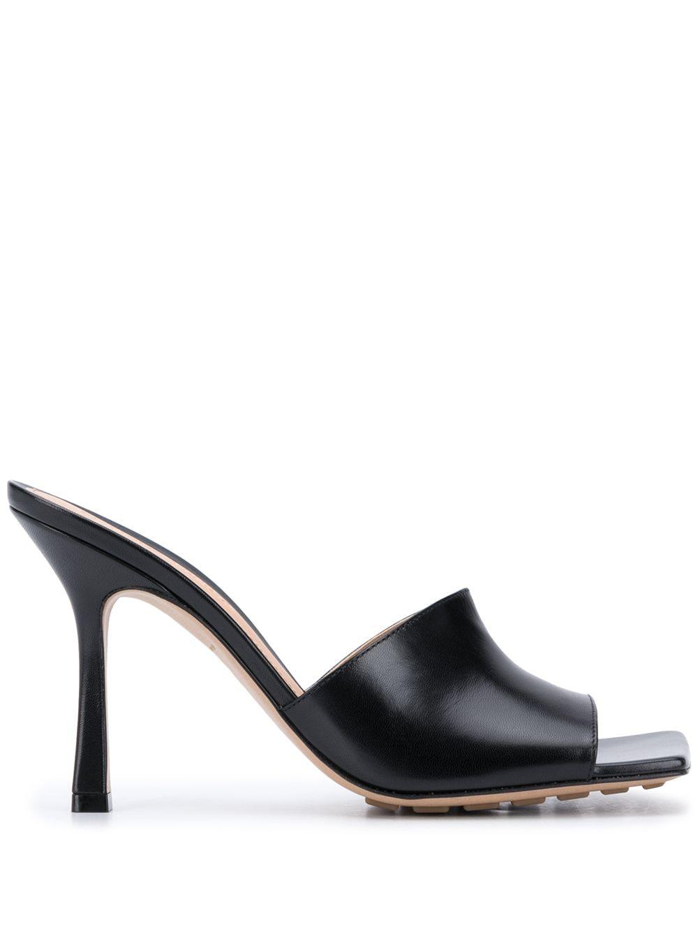 Bottega Veneta Stretch Open Square Toe Sandals in Black - Lyst