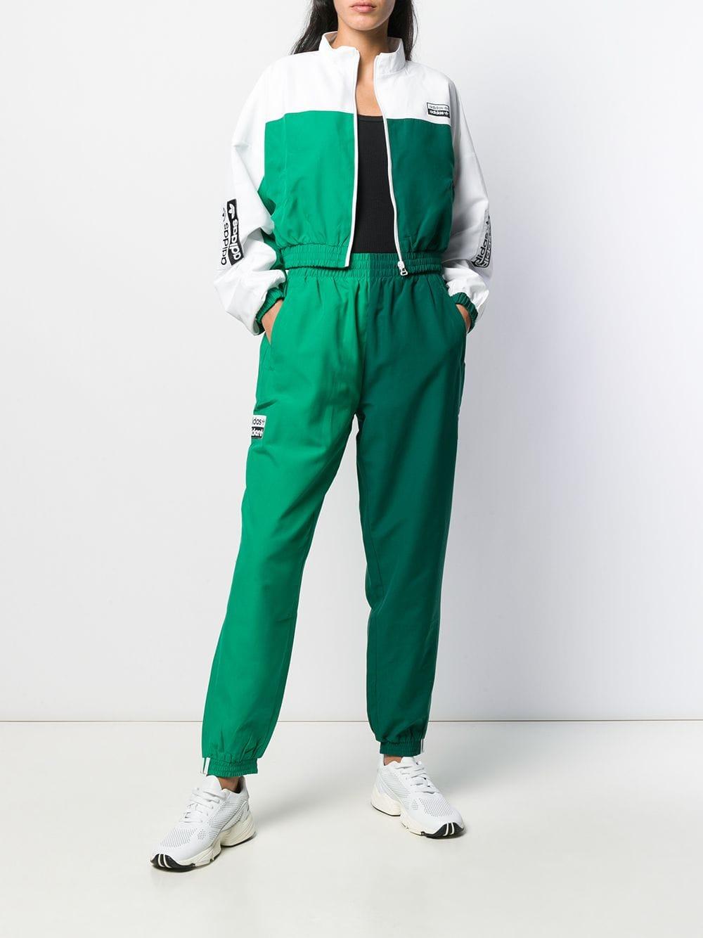 adidas Synthetic Cropped Track Jacket in Green | Lyst