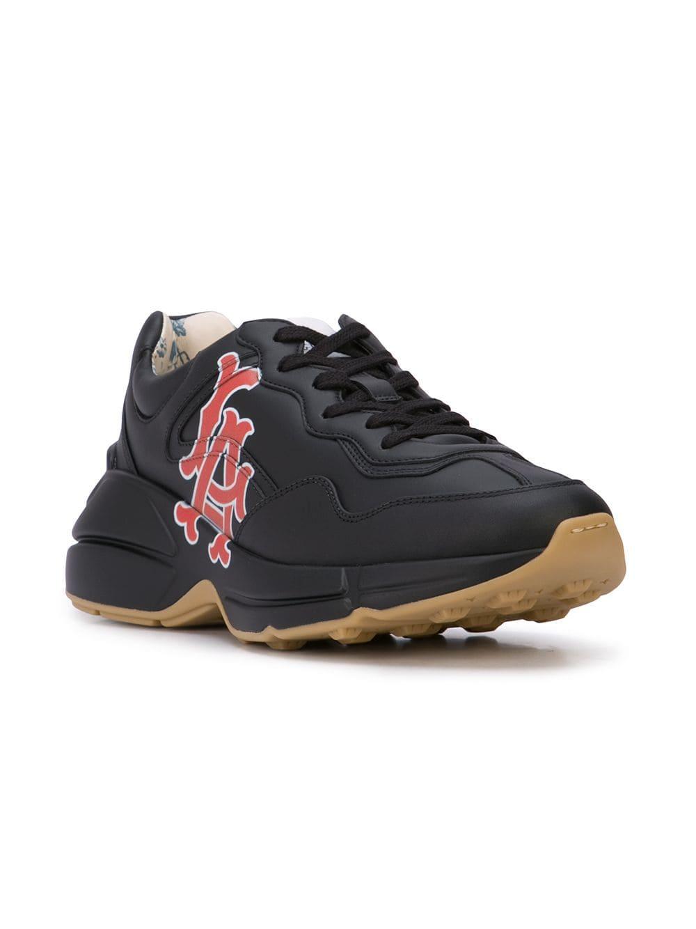 Gucci Leather Rhyton Sneakers in Black for Men - Lyst