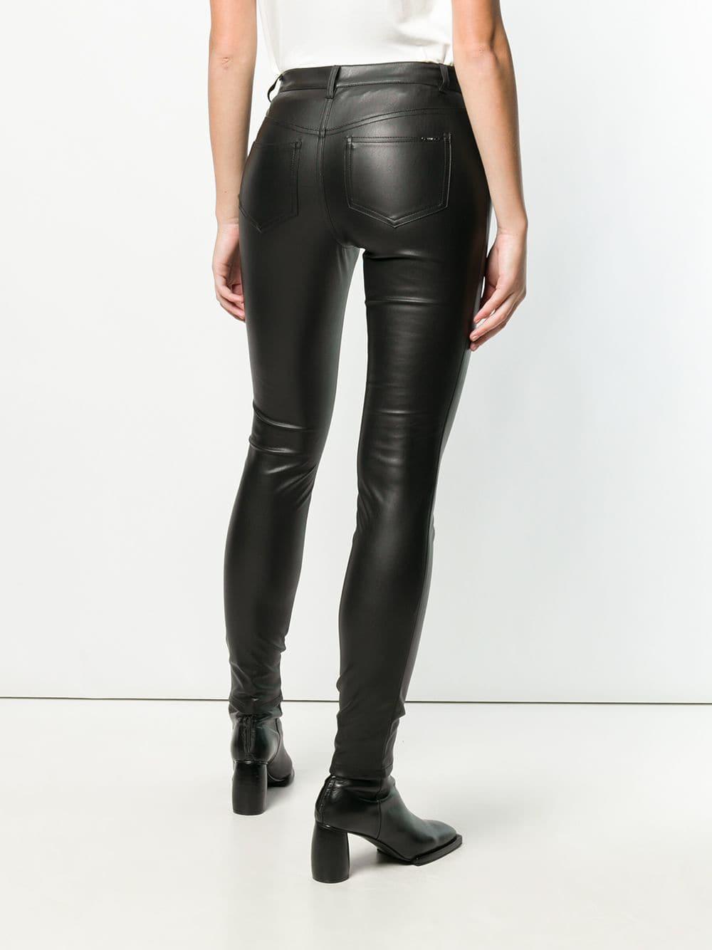 Liu Jo Synthetic Skinny Faux Leather Trousers in Black - Lyst