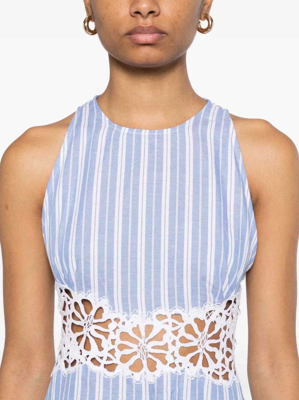 sandro striped maxi dress with lace SANDRO Striped Maxi Dress With Lace