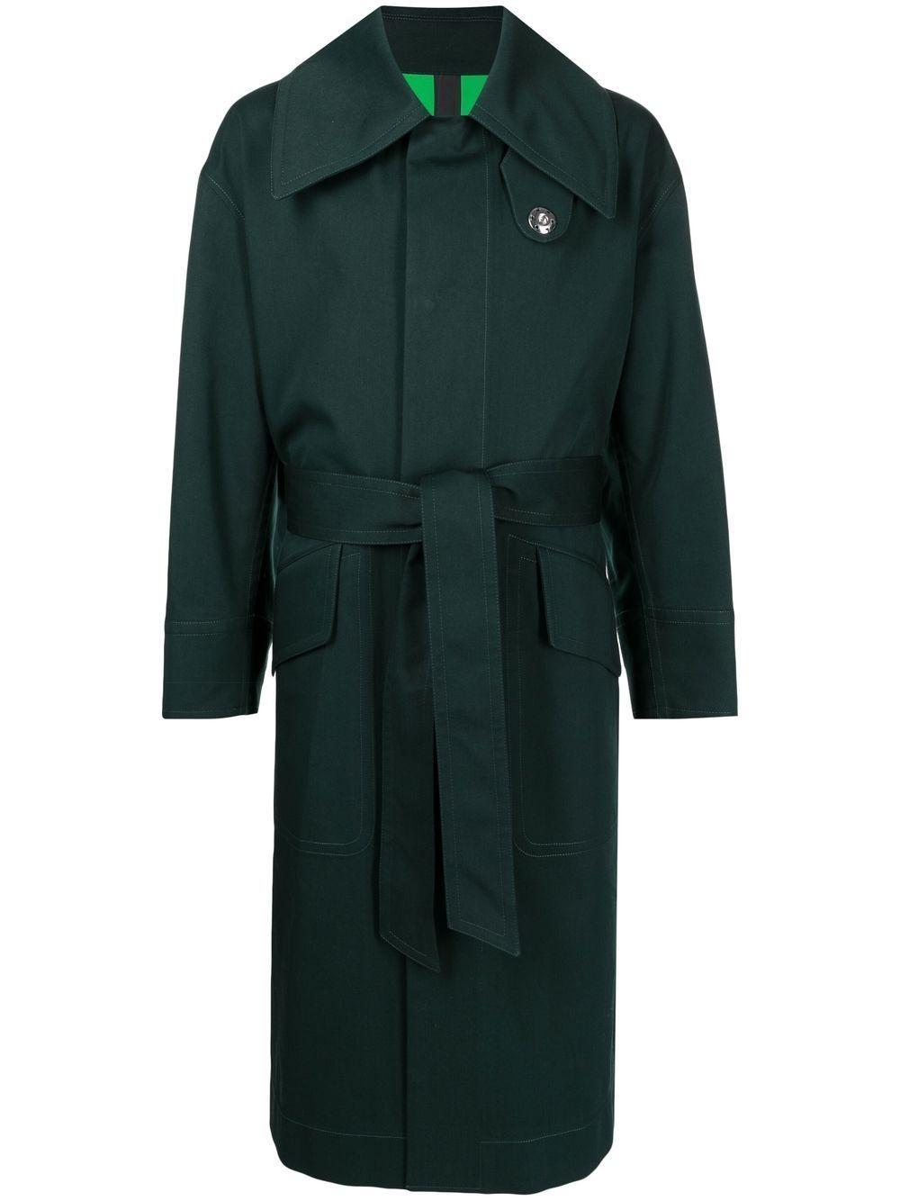 Ami Paris Oversize Belted Trench Coat in Green for Men | Lyst