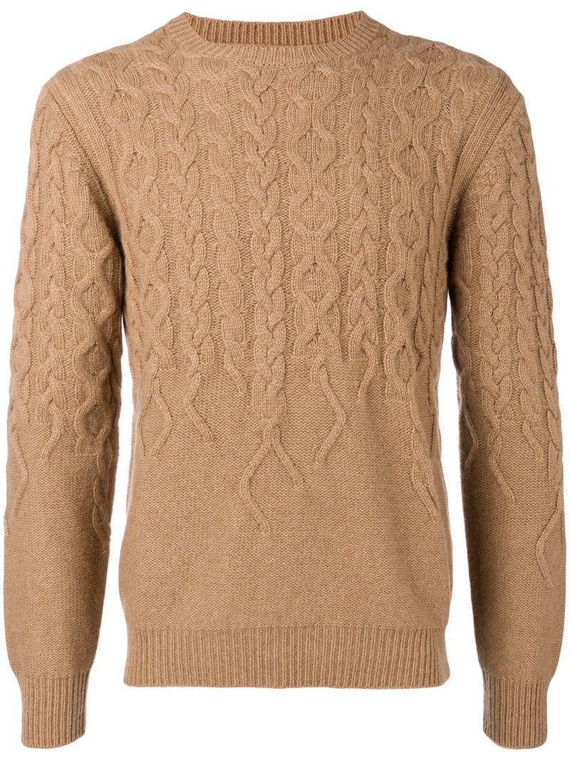 Corneliani Cableknit Sweater in Brown for Men Lyst