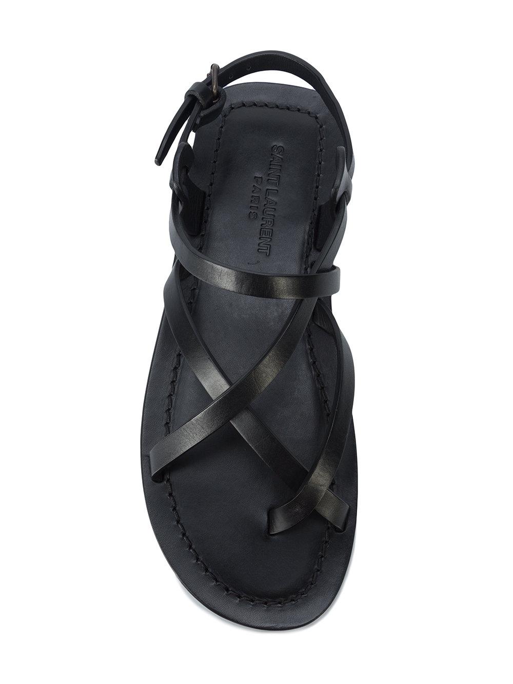 saint laurent black flat sandals
