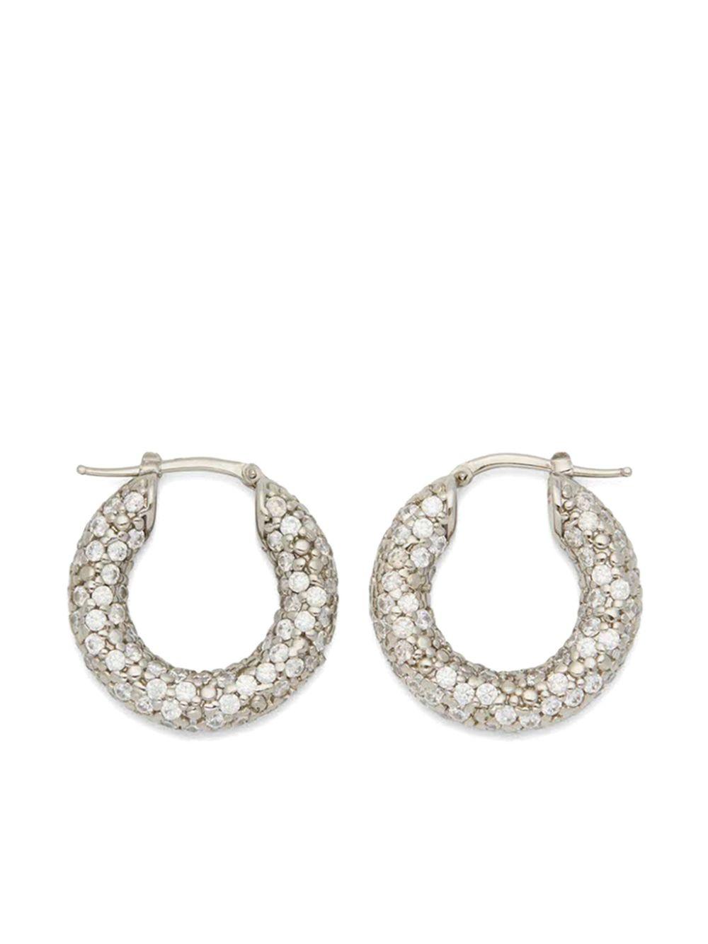 Jil Sander レディース メタリック クリスタル フープピアス 