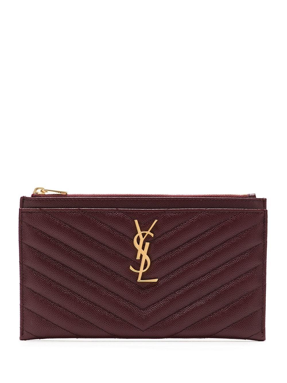 Saint Laurent Monogramme Quilted Wallet in Red - Lyst
