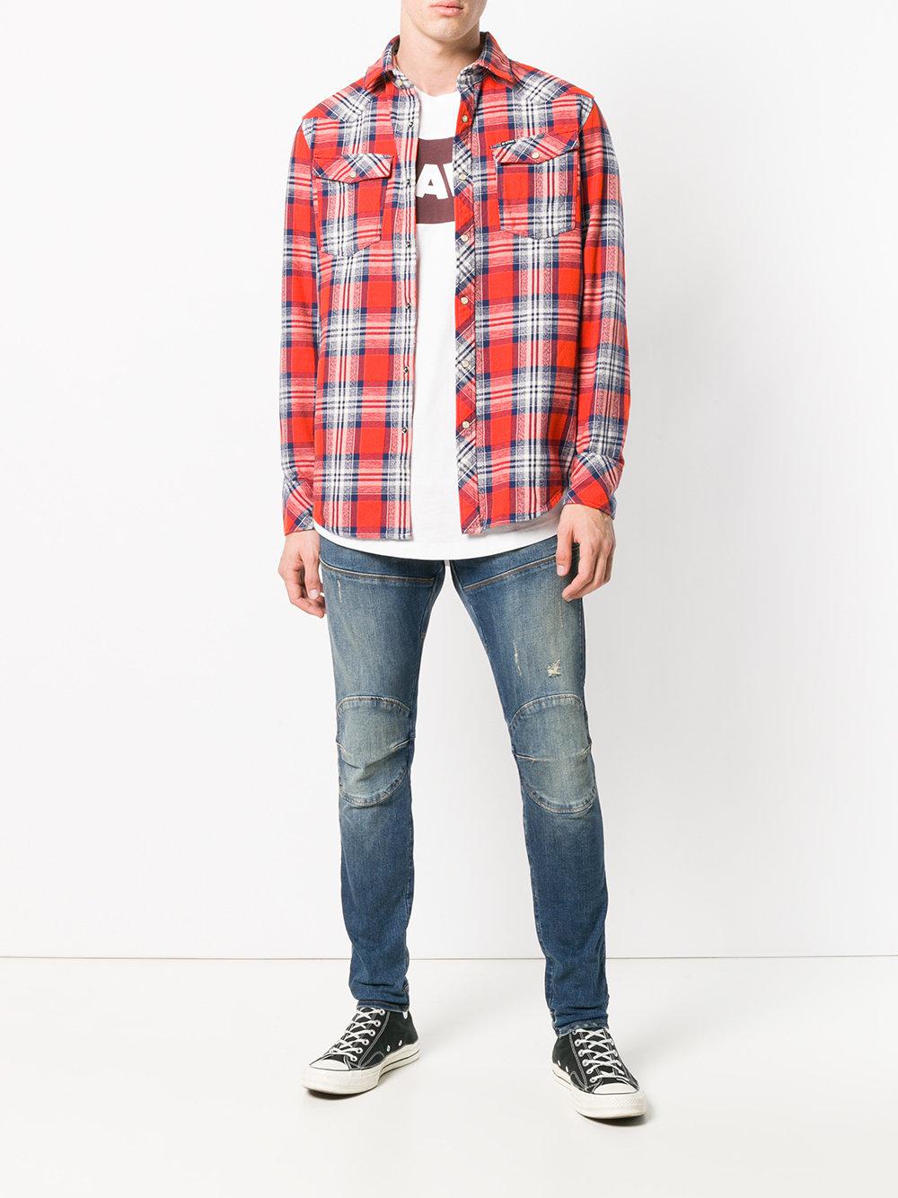 G-Star RAW Cotton Plaid Shirt in Red 