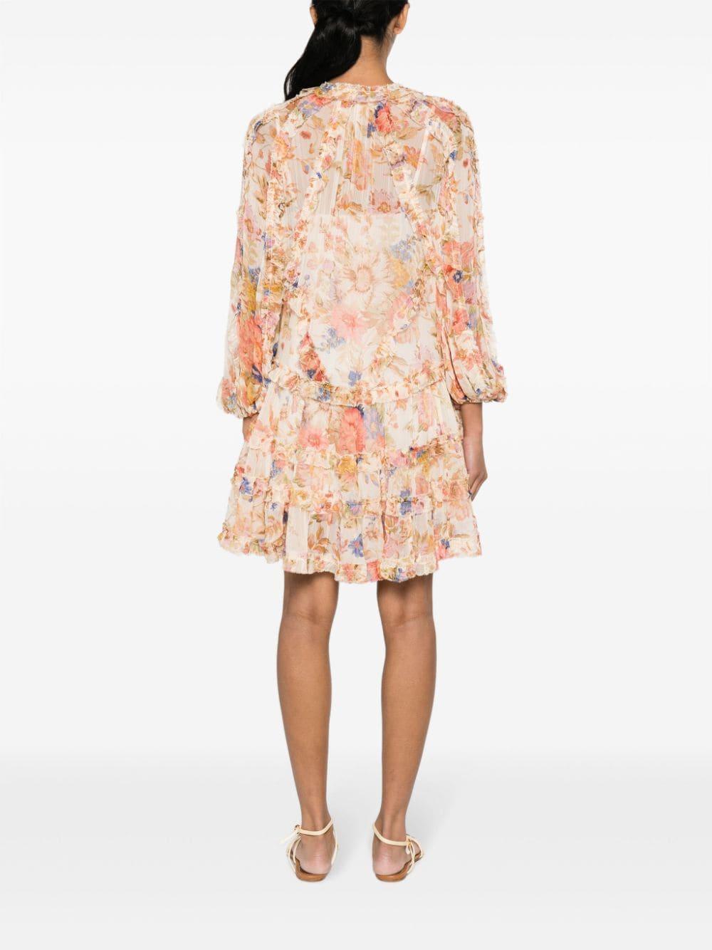 【Zimmermann】AUGUST BILLOW FRILL MINI DRESS フリルミニ Zimmermann August Billow Frill Mini Dress in Natural | Lyst