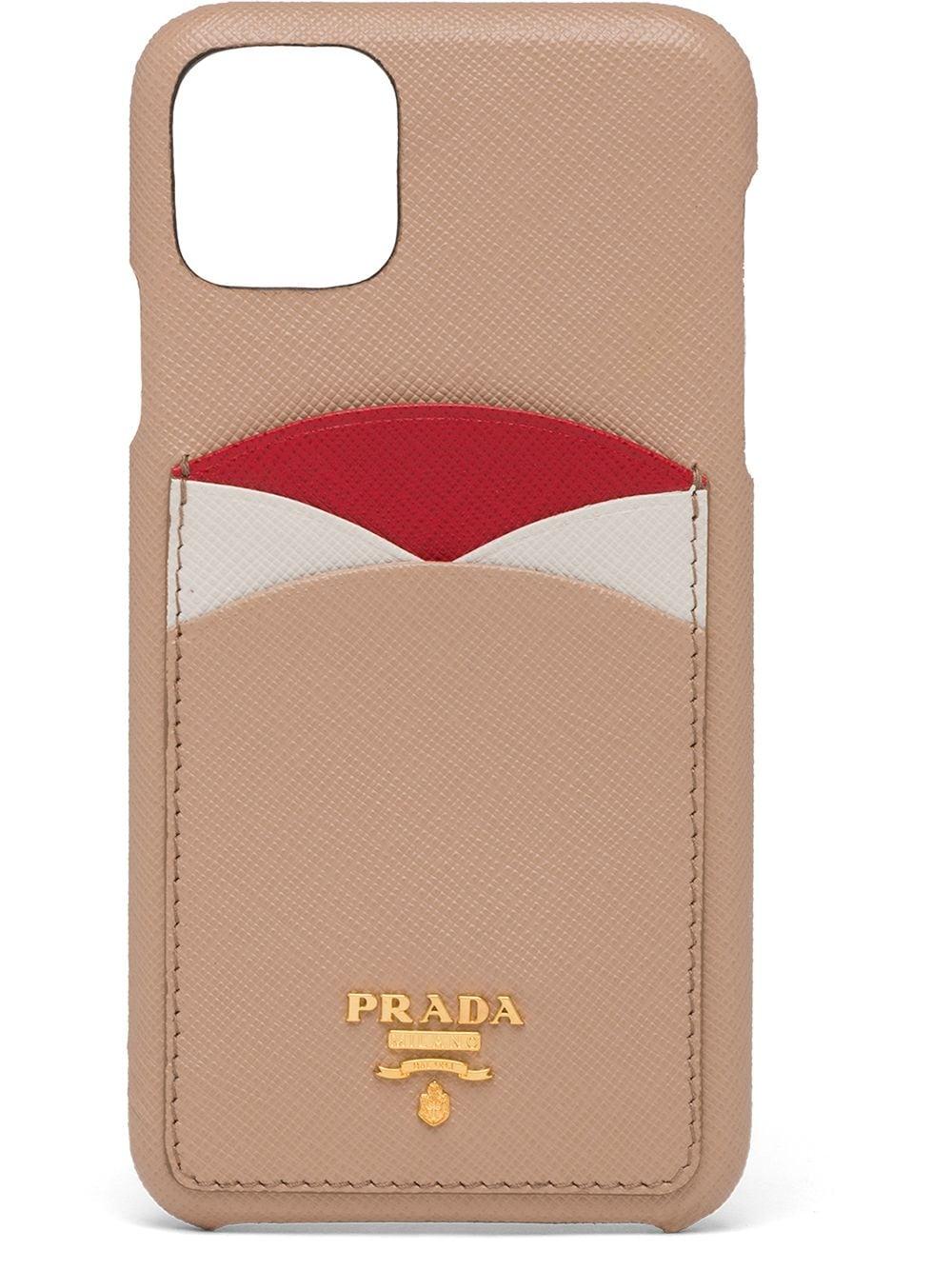 Prada Leather Card-slot Iphone 11 Pro Max Case | Lyst