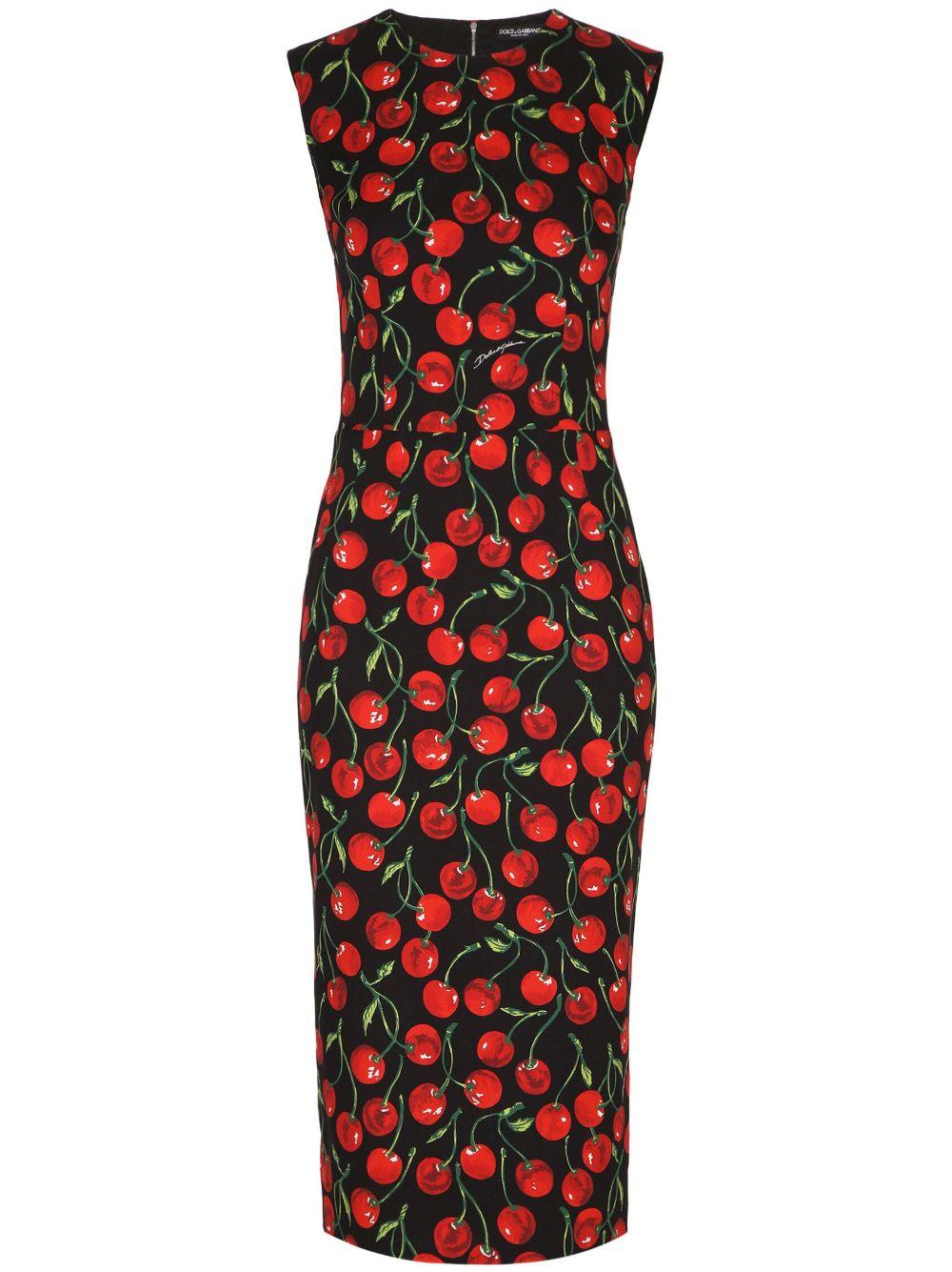 DOLCE&GABBANA チェリー柄 ストラップ付き カクテルドレス Dolce & Gabbana チェリープリント ドレス レッド | Lyst