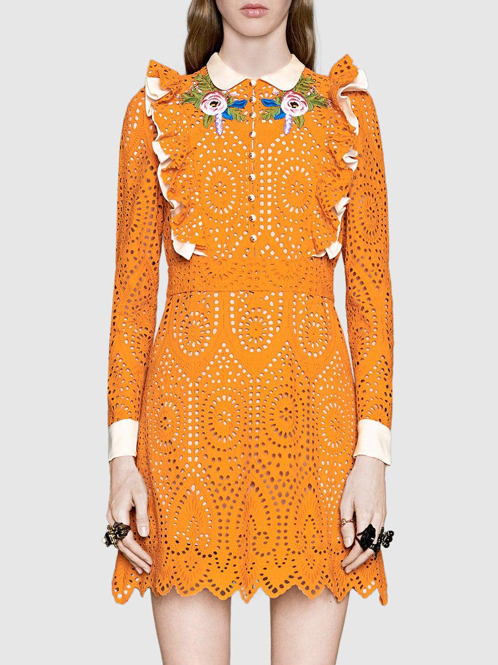 Orange Penelope broderie-anglaise cotton maxi dress | Rebecca de Ravenel | MATCHESFASHION US