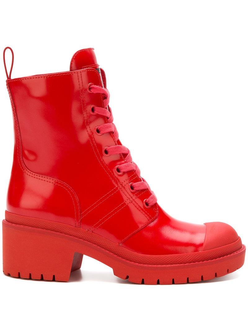 Marc Jacobs Bristol Combat Boots in Red | Lyst