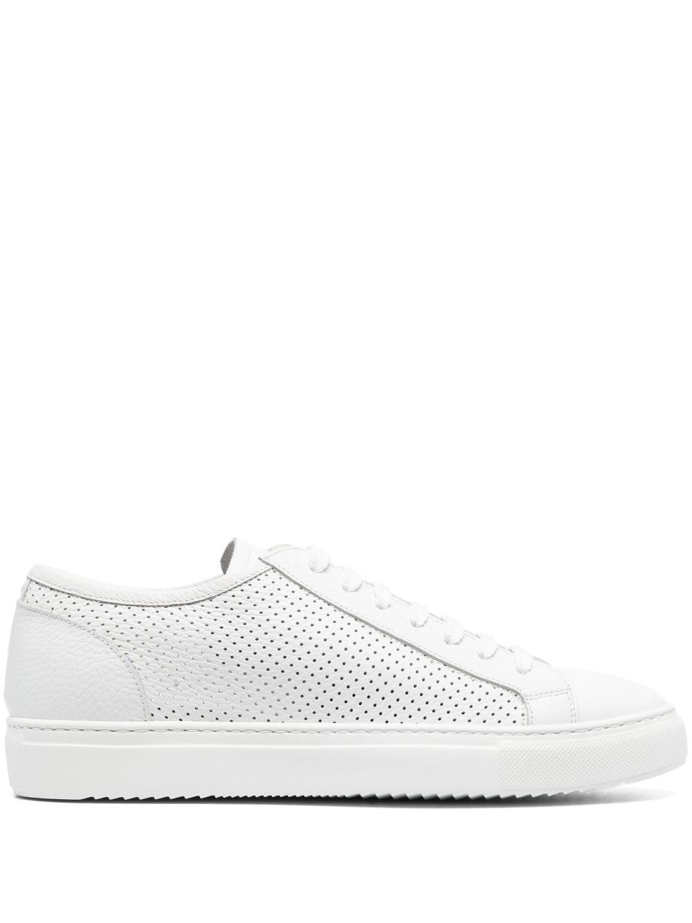 Doucal's Fully Perforated Leather Low-top Sneakers in White for Men | Lyst