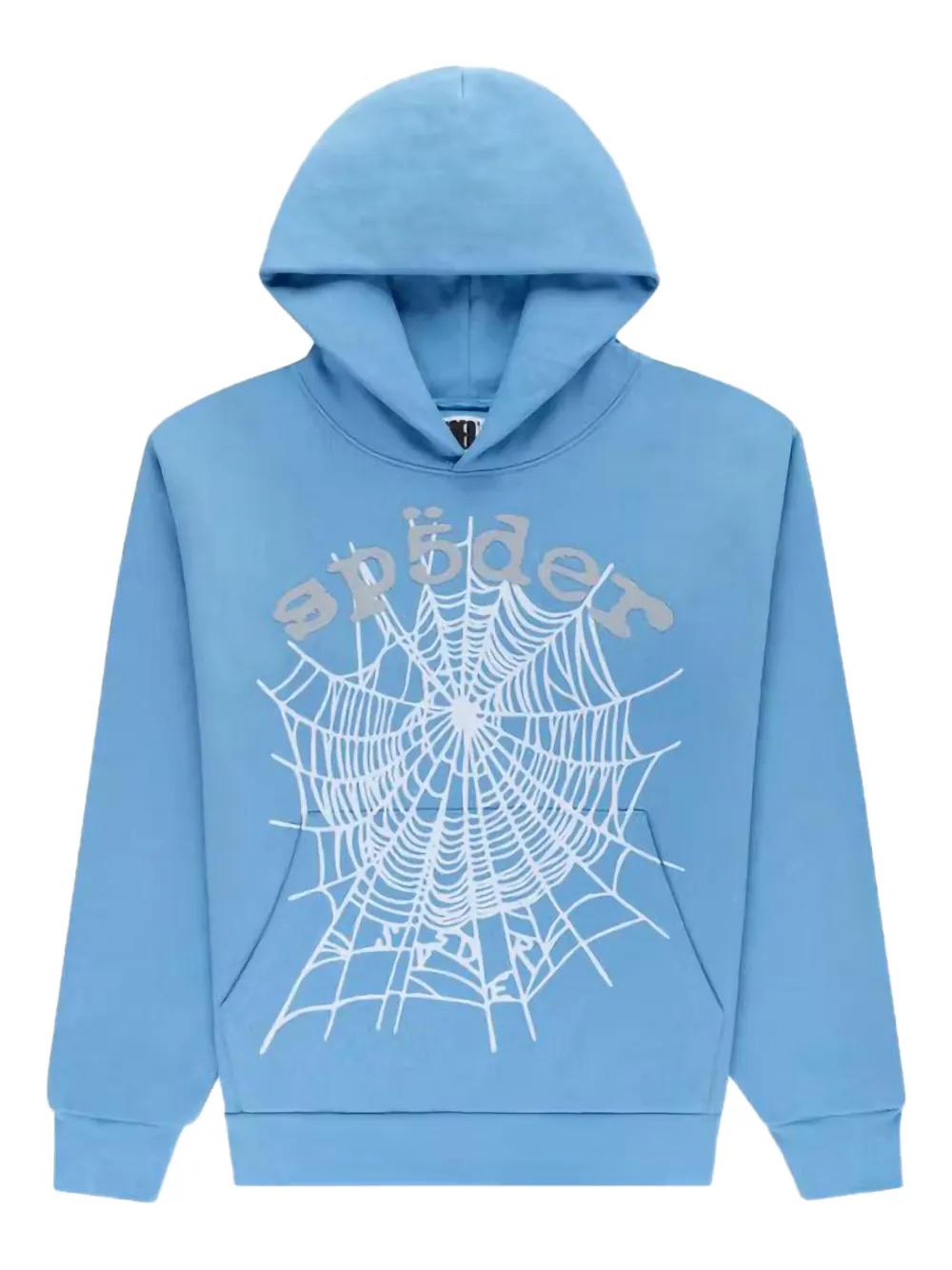 【SP5DER】ロゴ OG Web パーカー グラフィックプリント フード SP5DER OG ウェブ パーカー | ブルー | FARFETCH JP