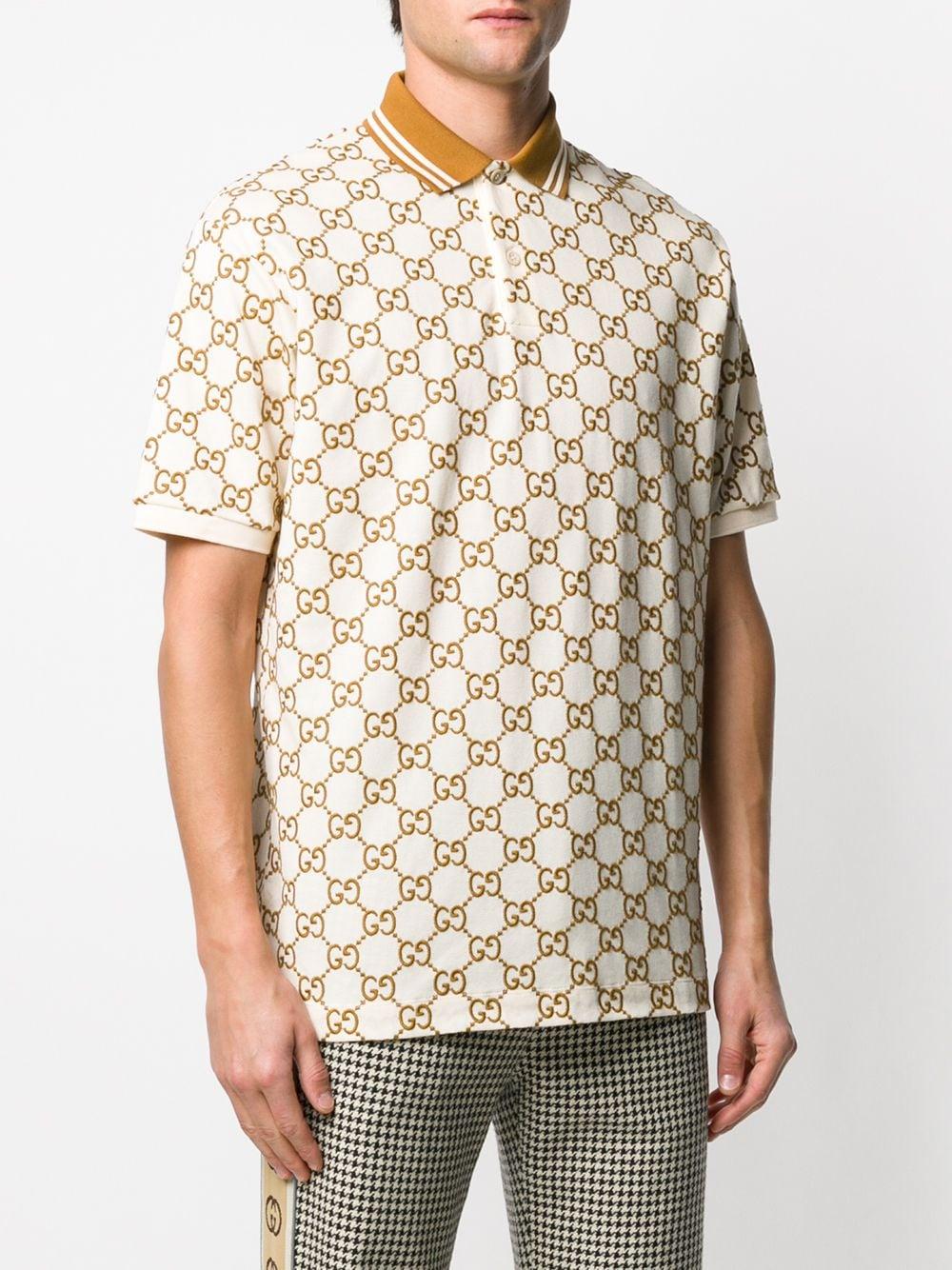 Gucci GG Print Polo Shirt in White for Men | Lyst