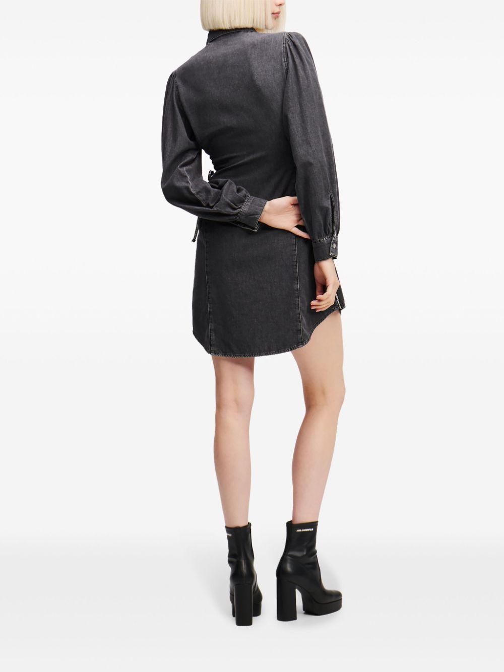 Karl Lagerfeld レディース ブルー Tied-waist Denim Shirt Dress 