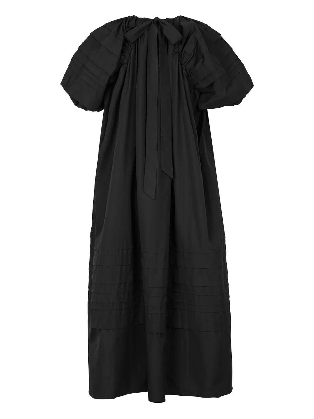 Cecilie Bahnsen Penelope Pleated Cotton Midi Dress in Black | Lyst